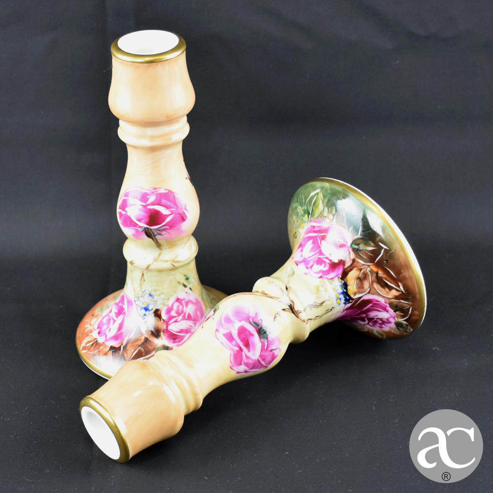 Par de castiçais em porcelana Vidal Arte AC0709-6