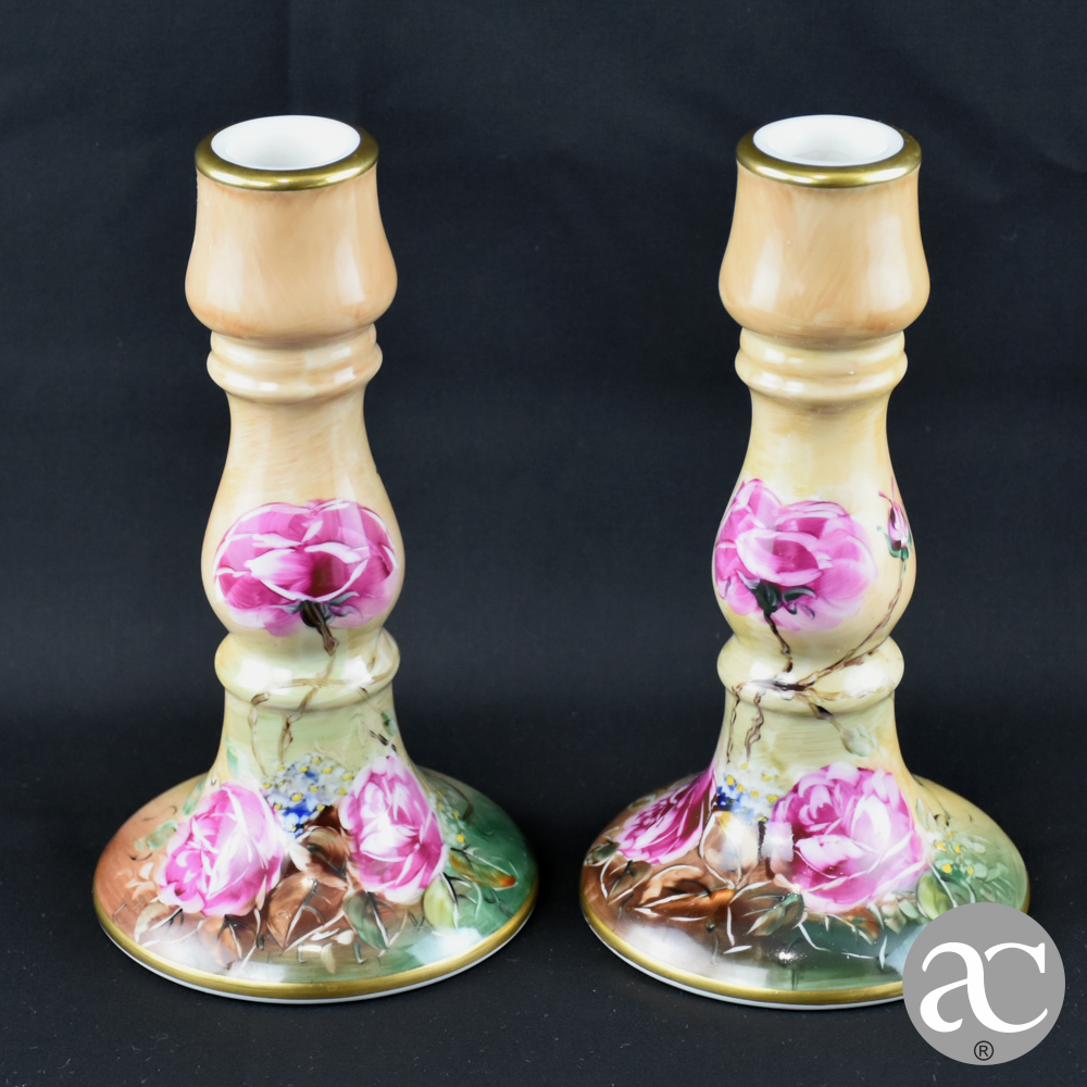 Par de castiçais em porcelana Vidal Arte AC0709