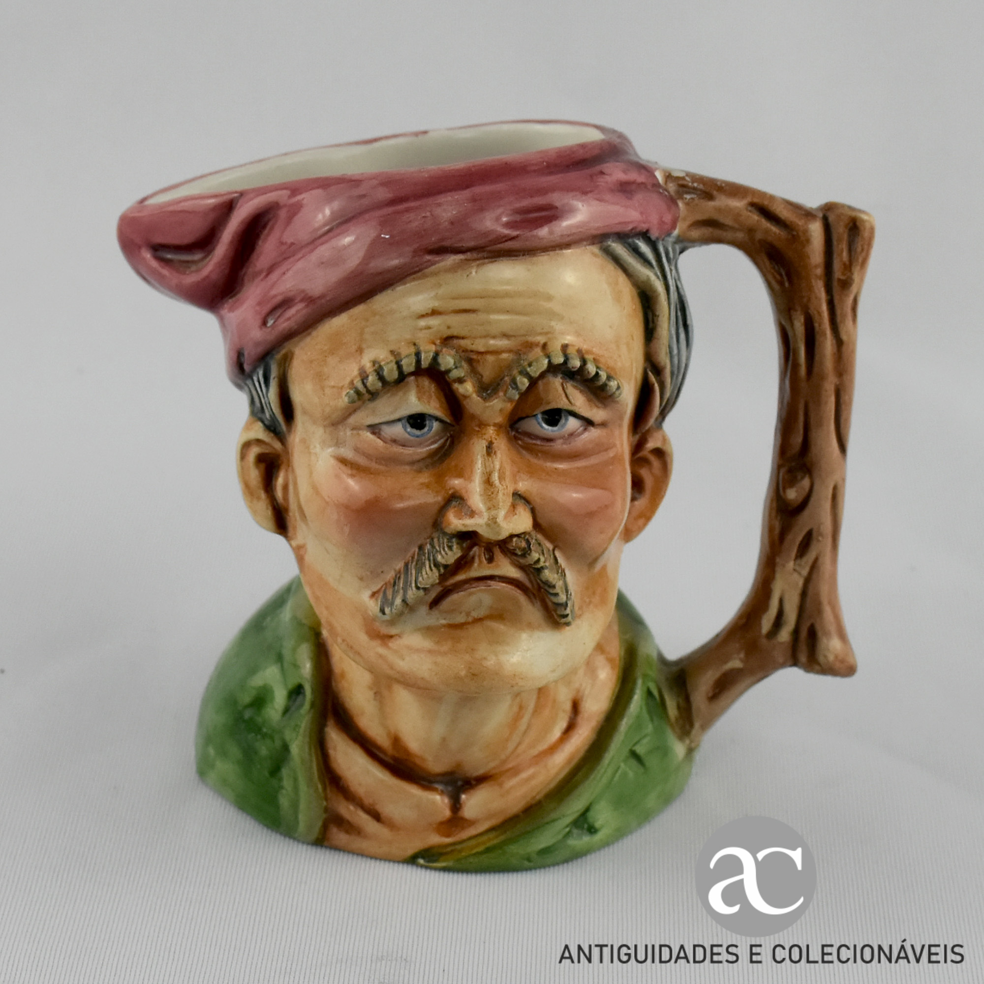 Caneca em faiança antropomórfica em forma de cabeça de homem AC0274