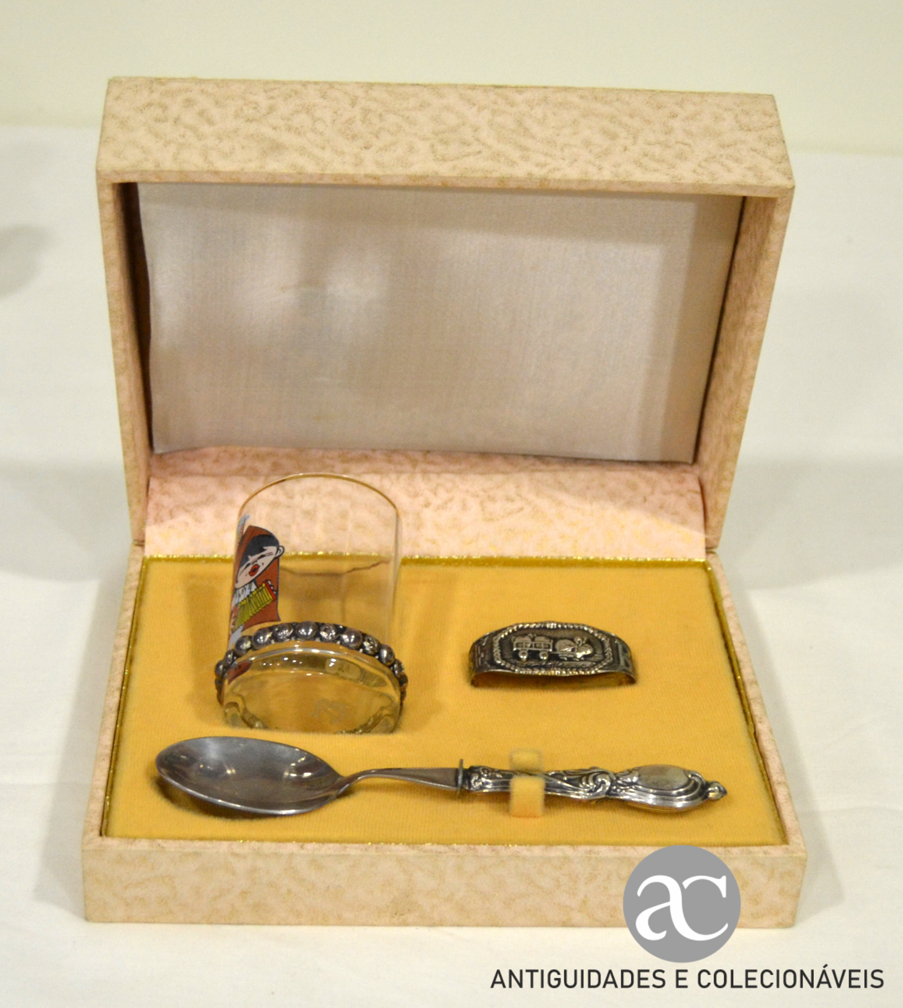 Conjunto de bebé em vidro e prata com estojo AC0208-6