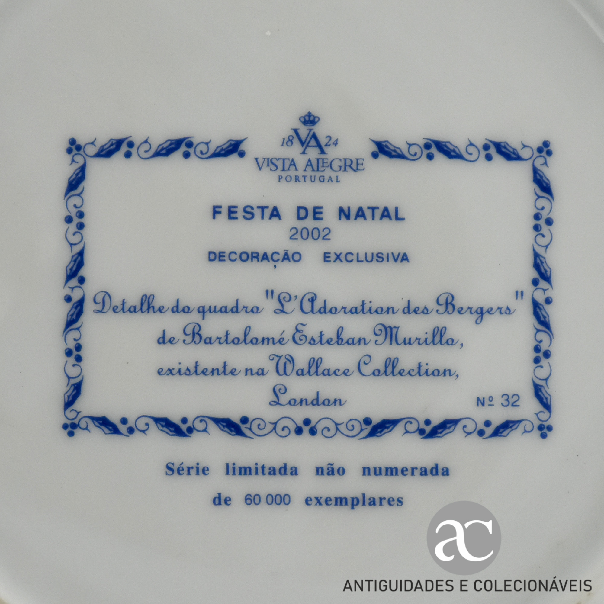 Prato de Natal, porcelana Vista Alegre, ano 2002 AC0296-3