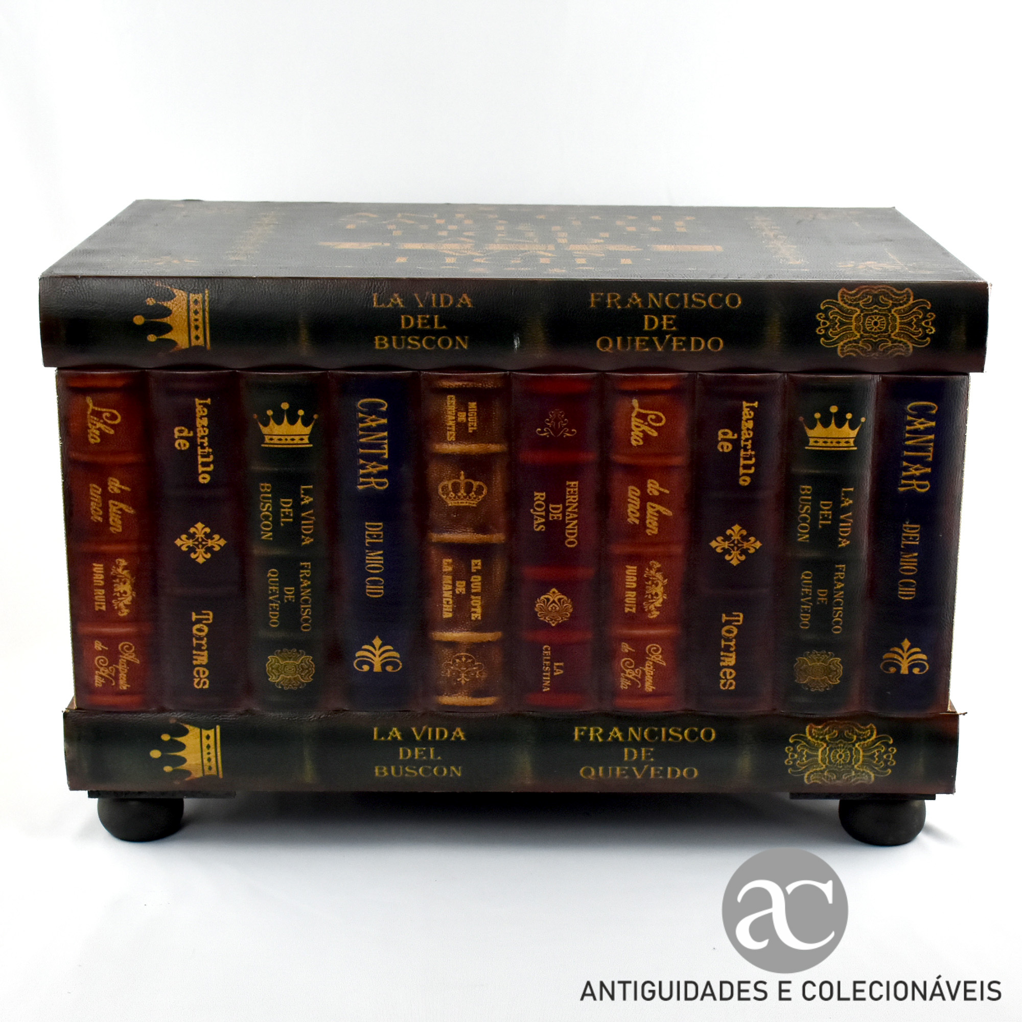 Caixa - Arca Vintage em madeira forrada a imitar livros AC0721-2