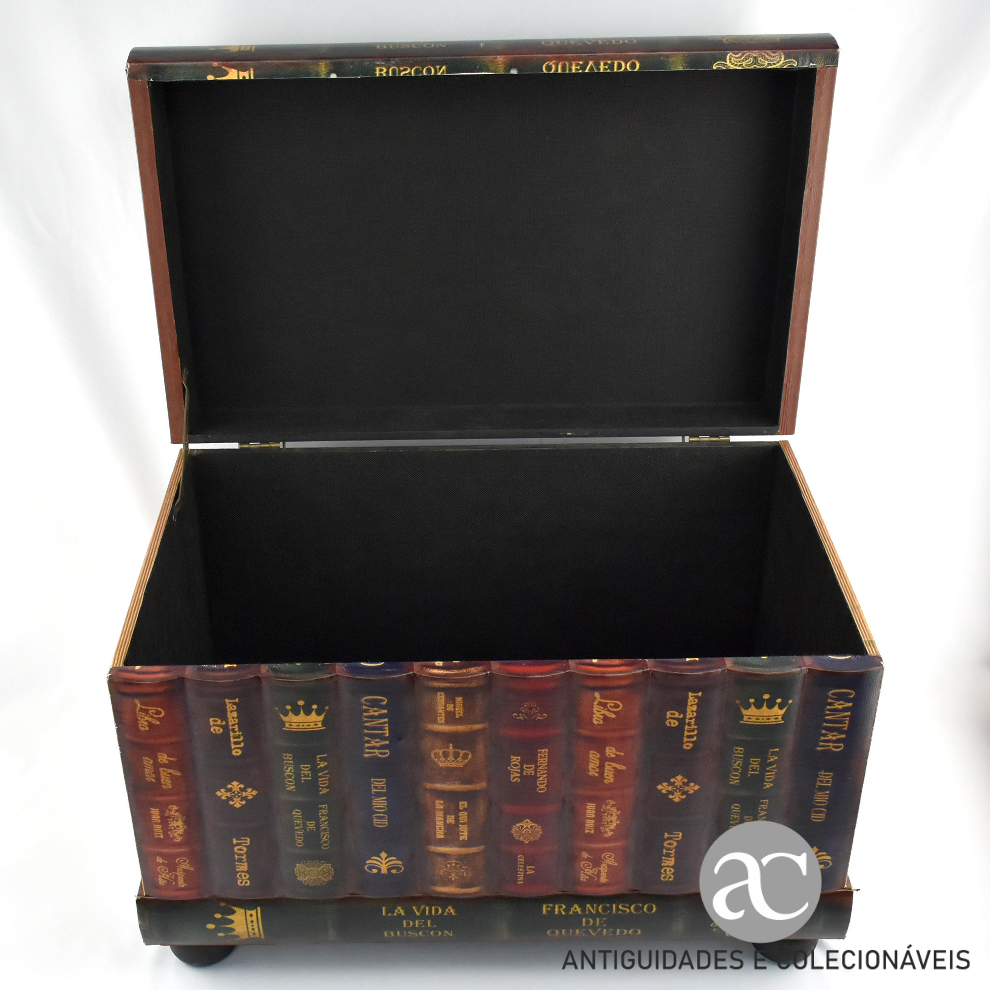Caixa - Arca Vintage em madeira forrada a imitar livros AC0721-3