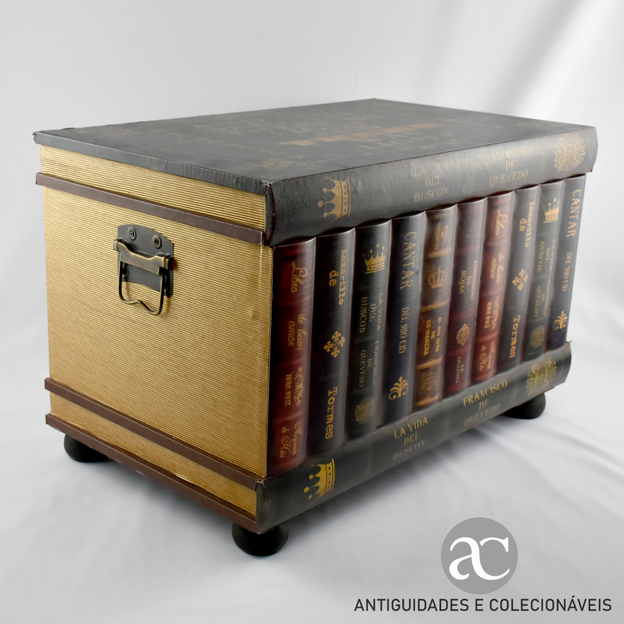 Caixa - Arca Vintage em madeira forrada a imitar livros AC0721-4