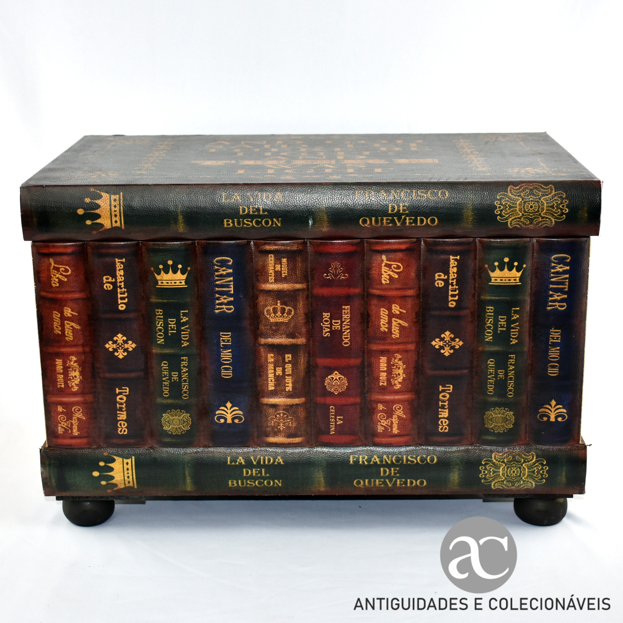 Caixa - Arca Vintage em madeira forrada a imitar livros AC0721