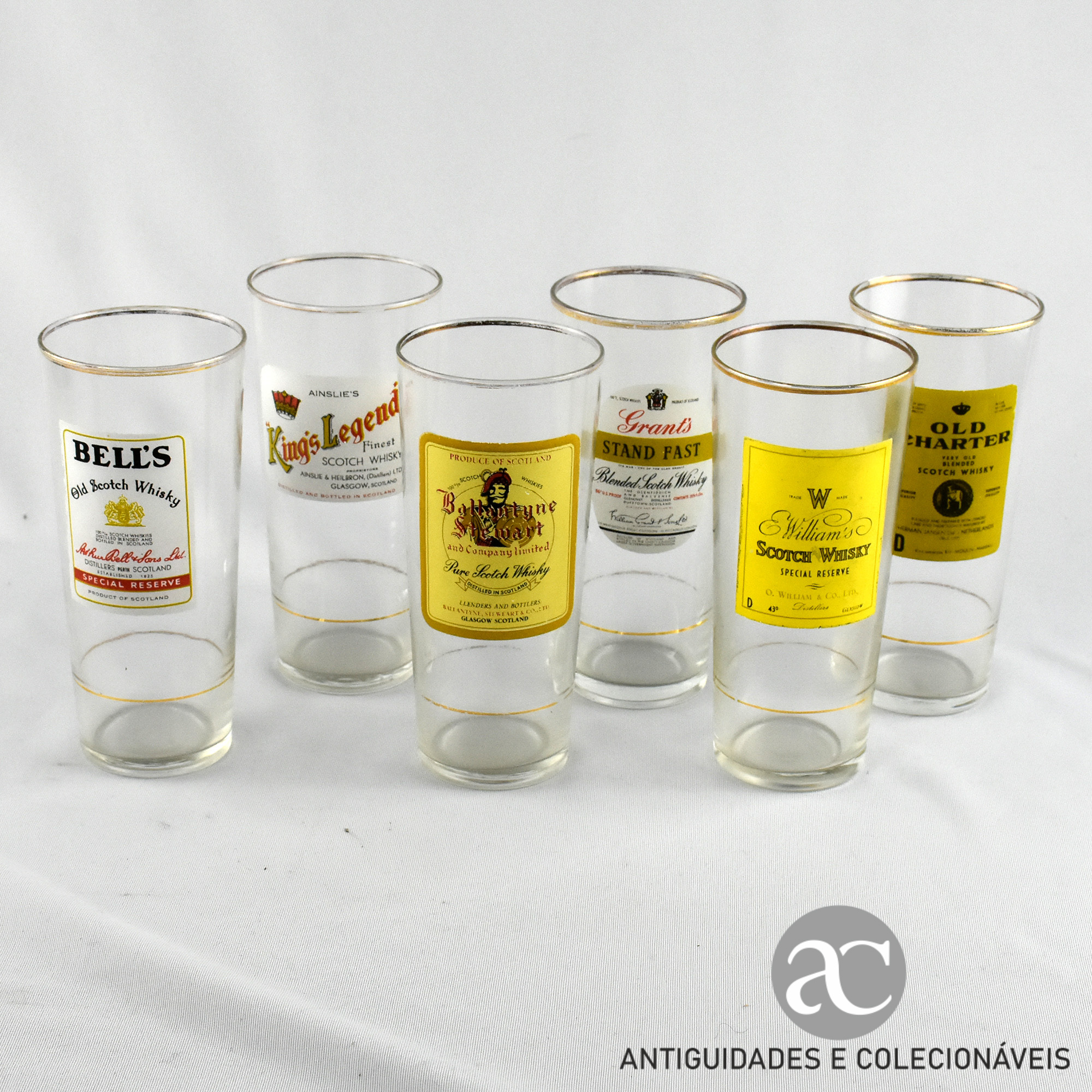 Conjunto de 6 copos de Vidro com publicidade a whisky AC1554