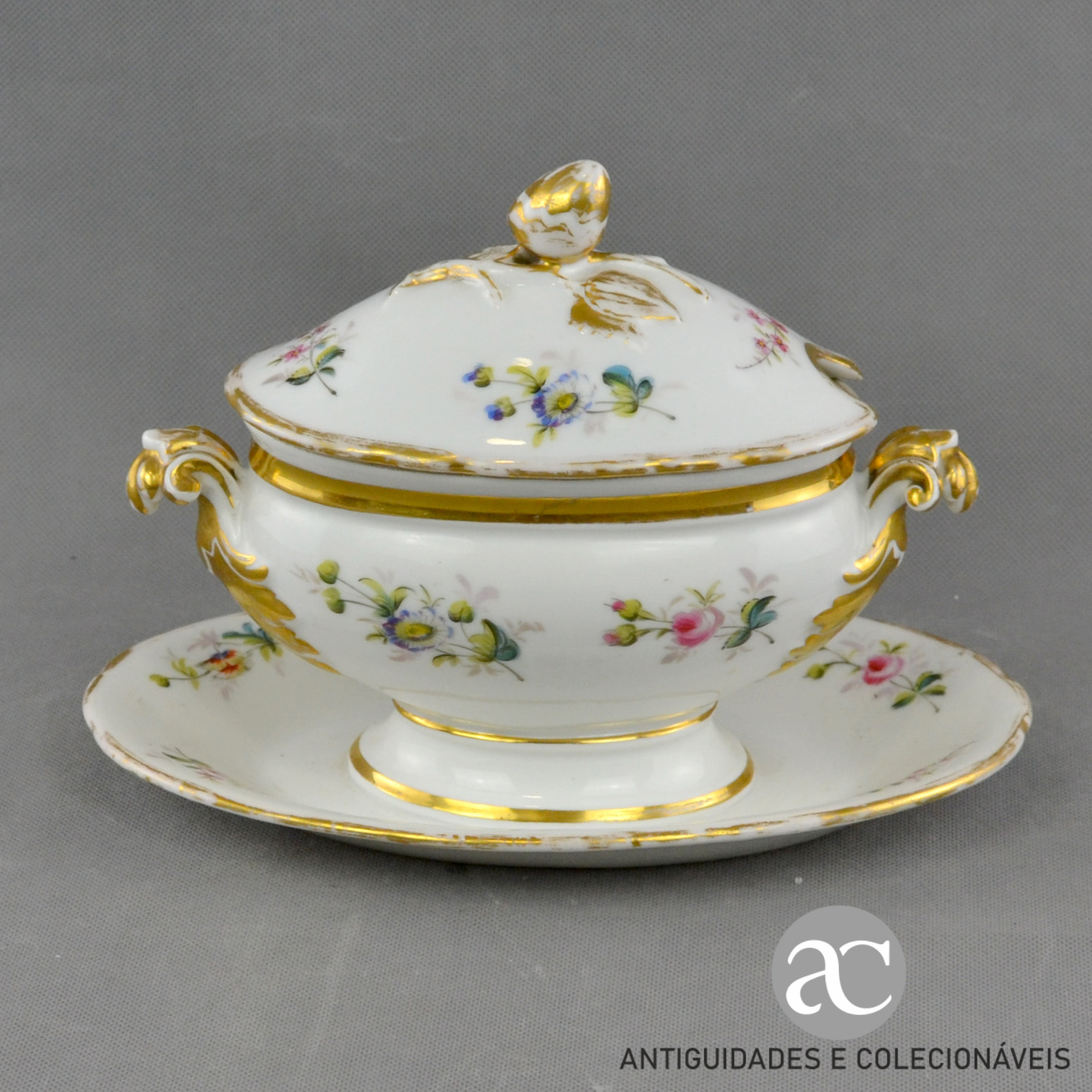 Pequena Terrina - Molheira em Porcelana francesa -Vieux Paris- AC0696