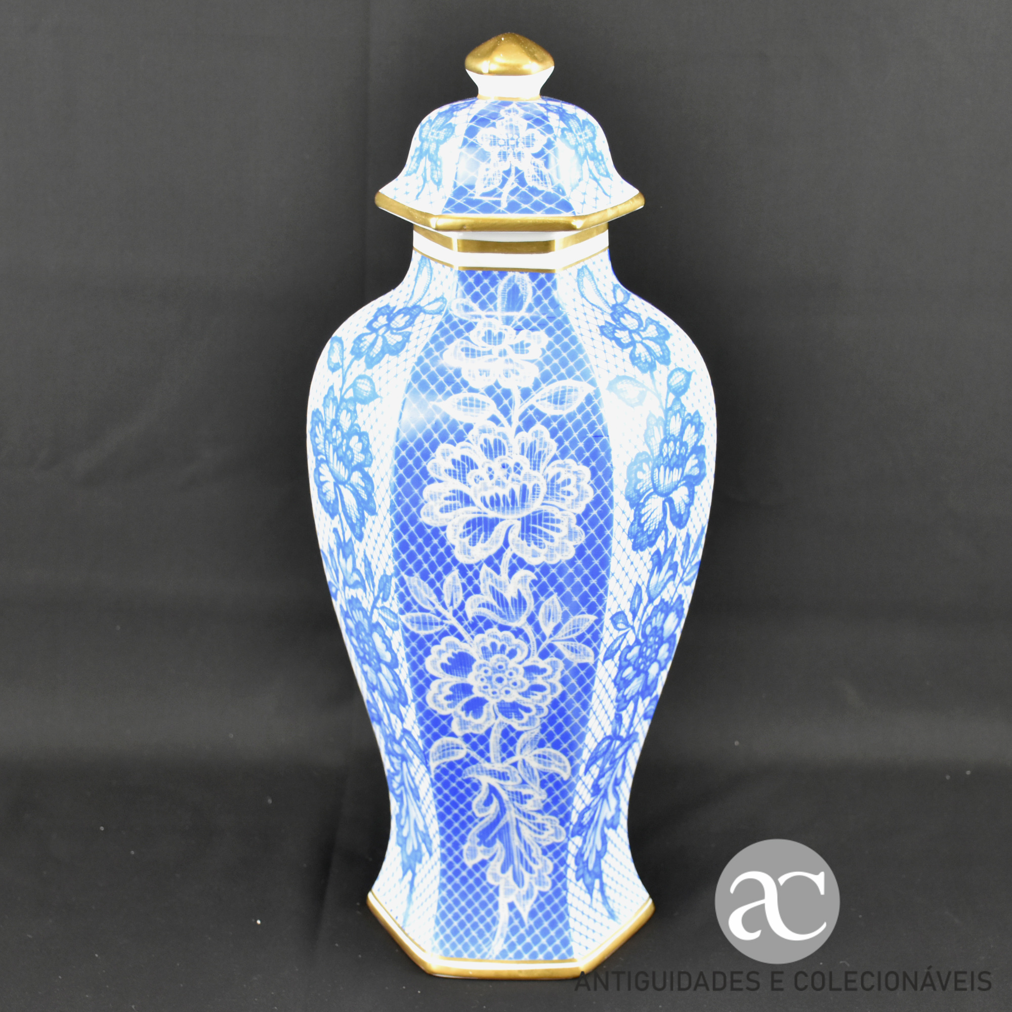 Pote sextavado com tampa porcelana Artibus AC0646