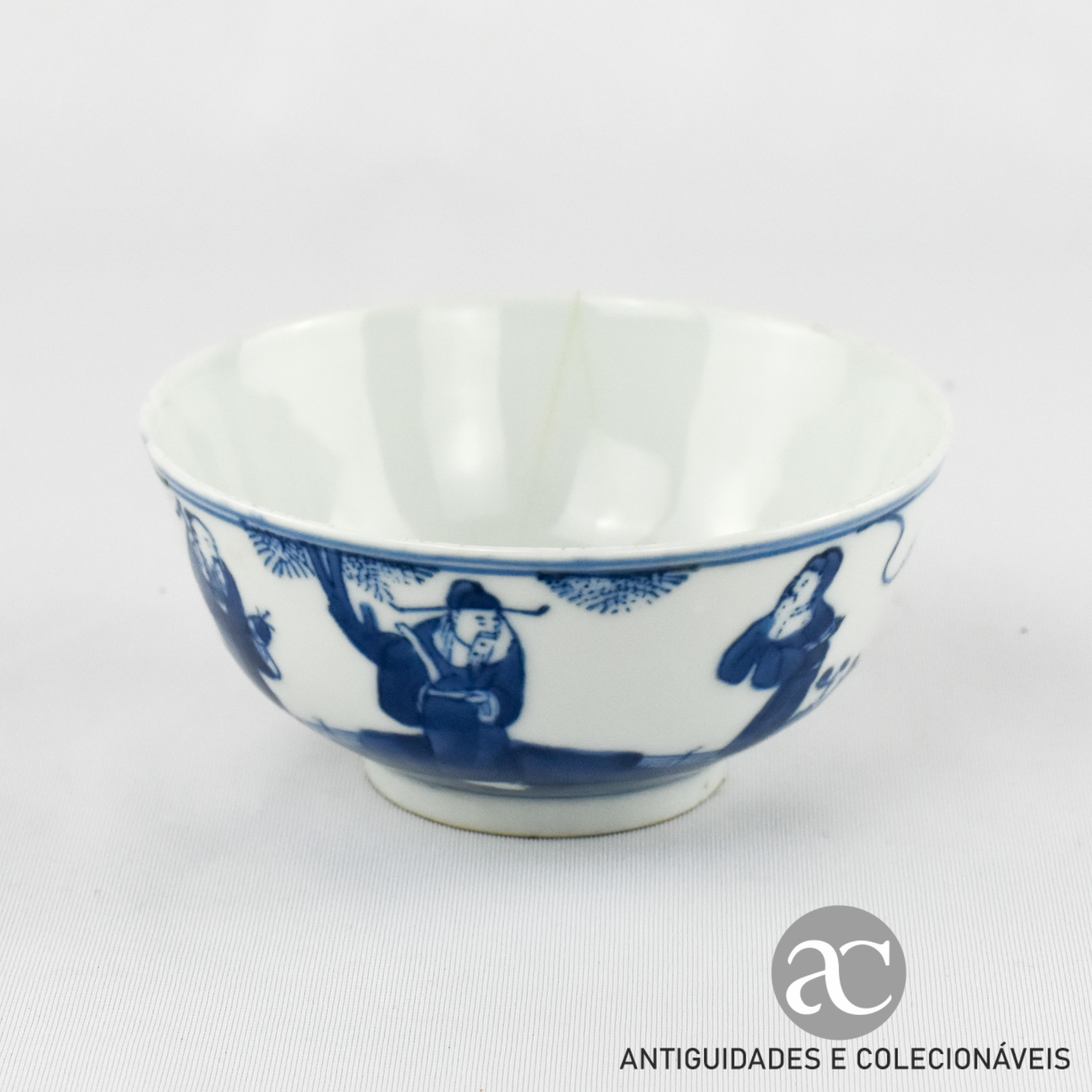 Taça Porcelana da China decoração Azul e Branca Qianlong séc. XVIII AC1746
