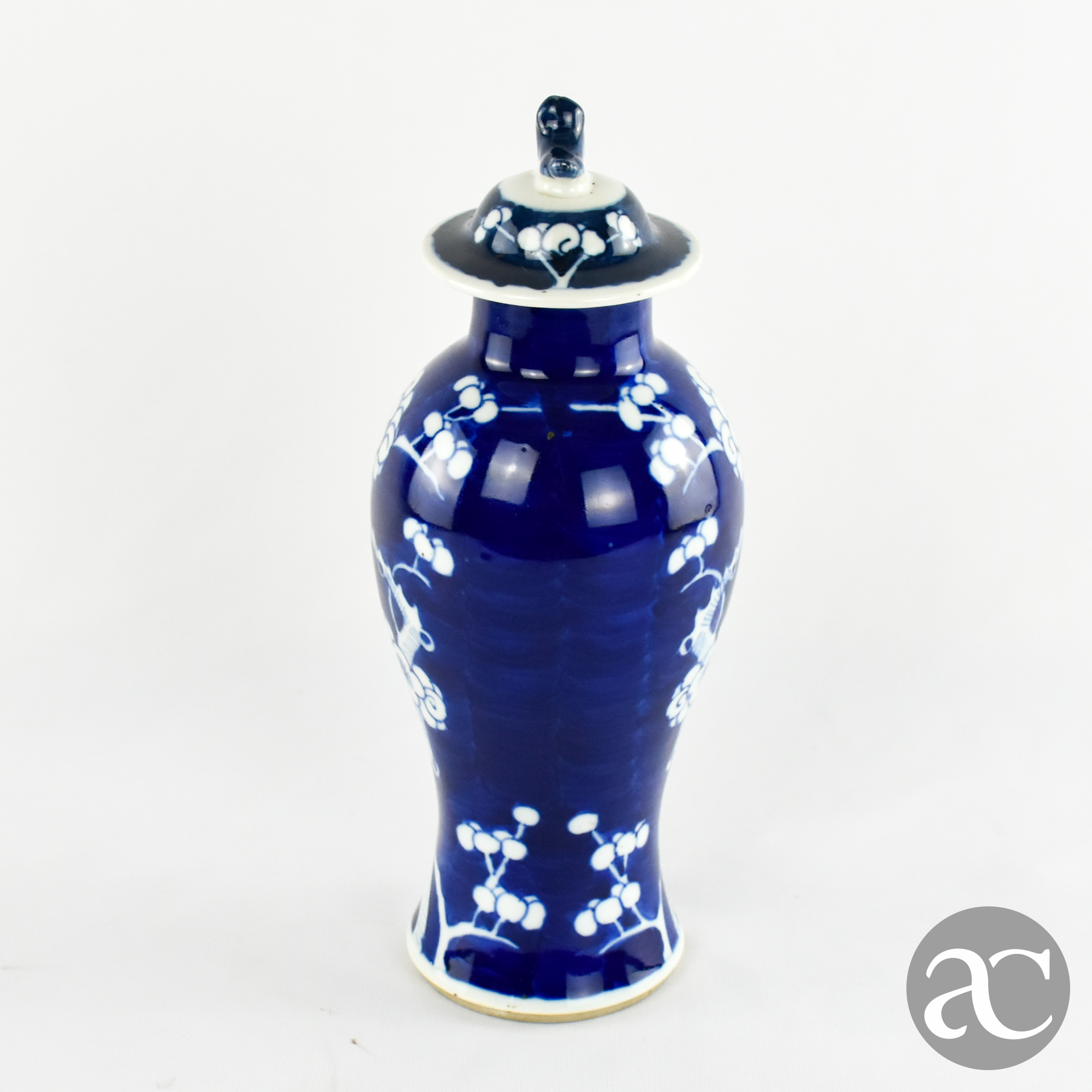 Pote Porcelana da China, Azul-Cobalto, Decoração Flor de Amendoeira Período República AC1858-2