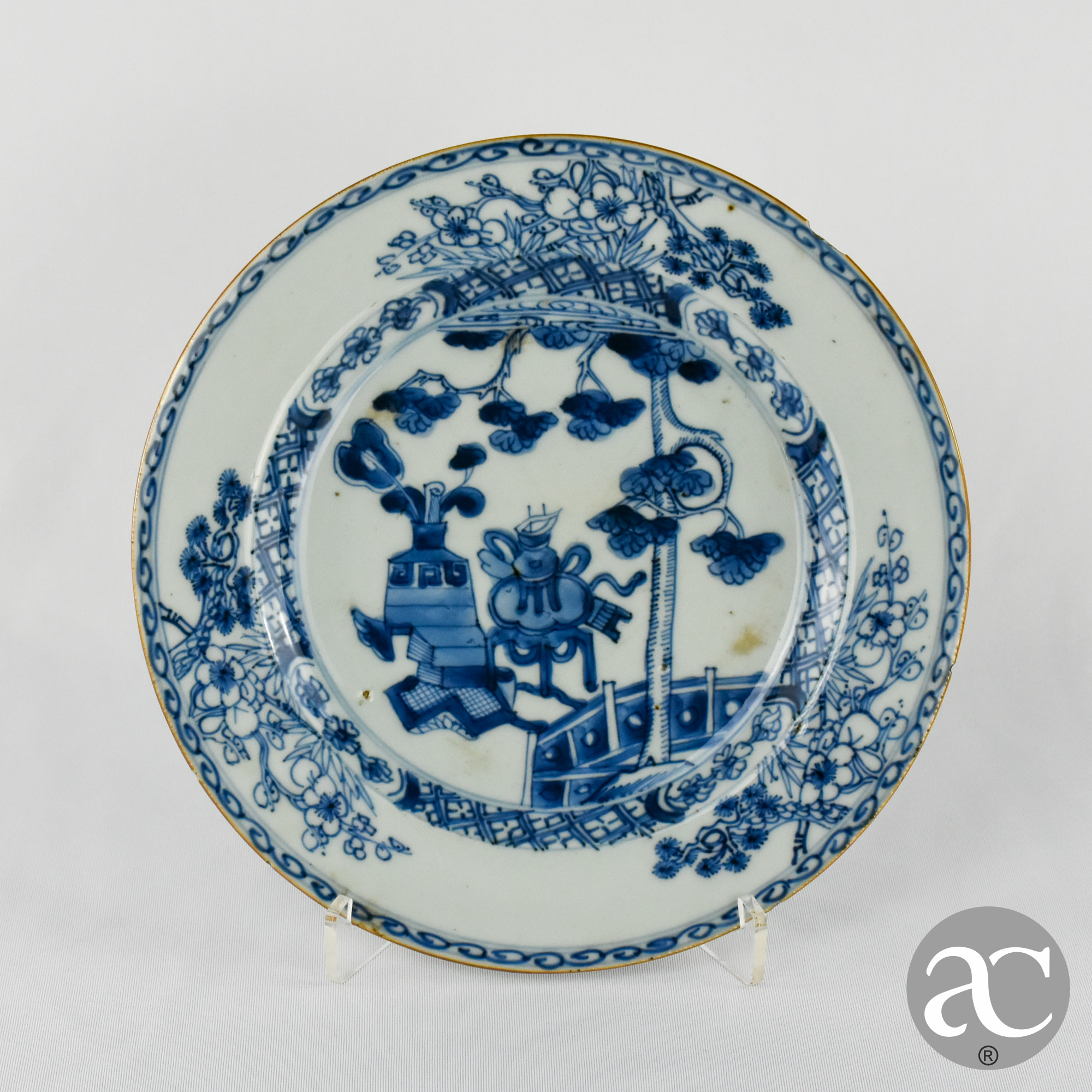 Prato Porcelana da China, decoração flores Kangxi AC1888
