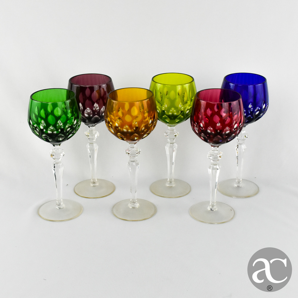 conjunto de 6 copos cristal coloridos AC2809