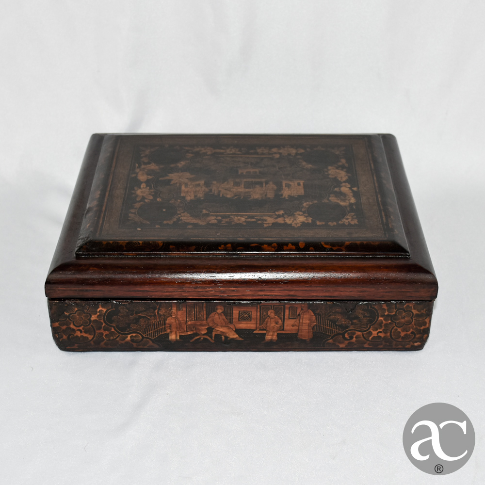caixa chinesa laca e madeira AC2833