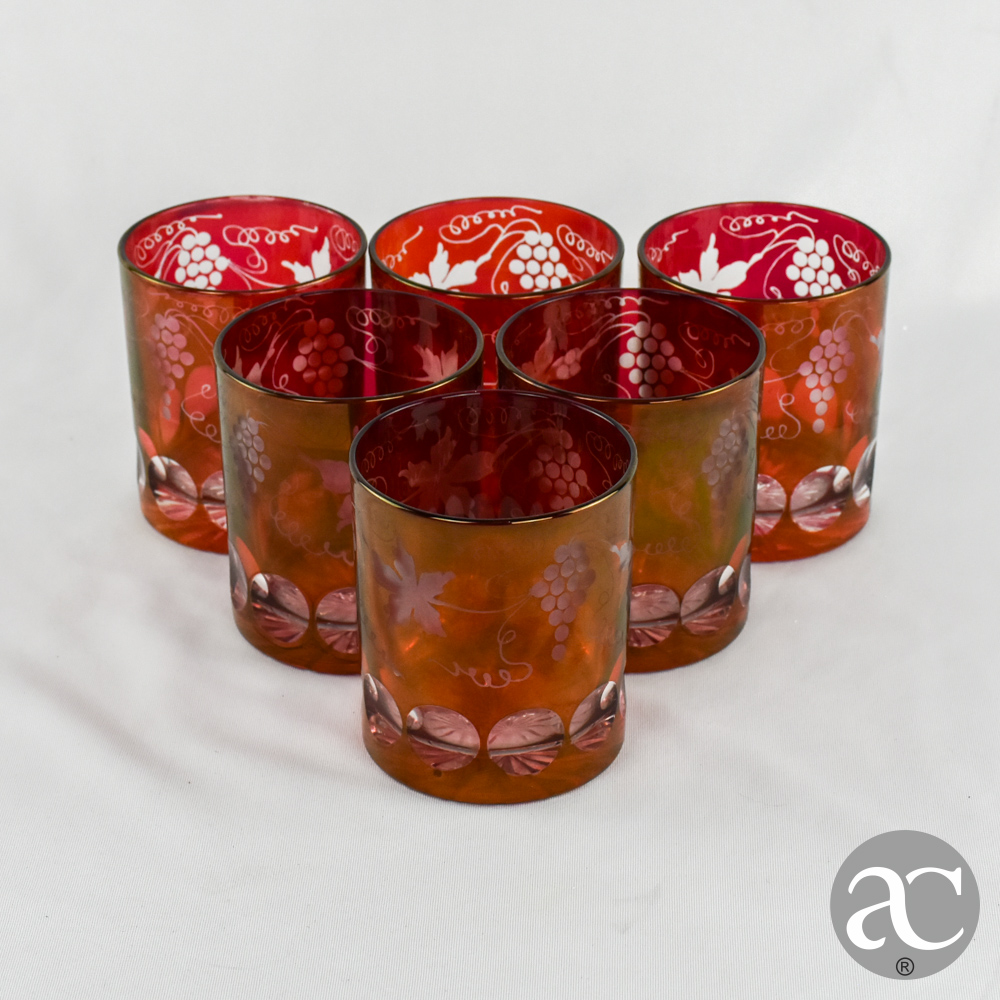 conjunto de 6 copos cristal vermelhos AC2839