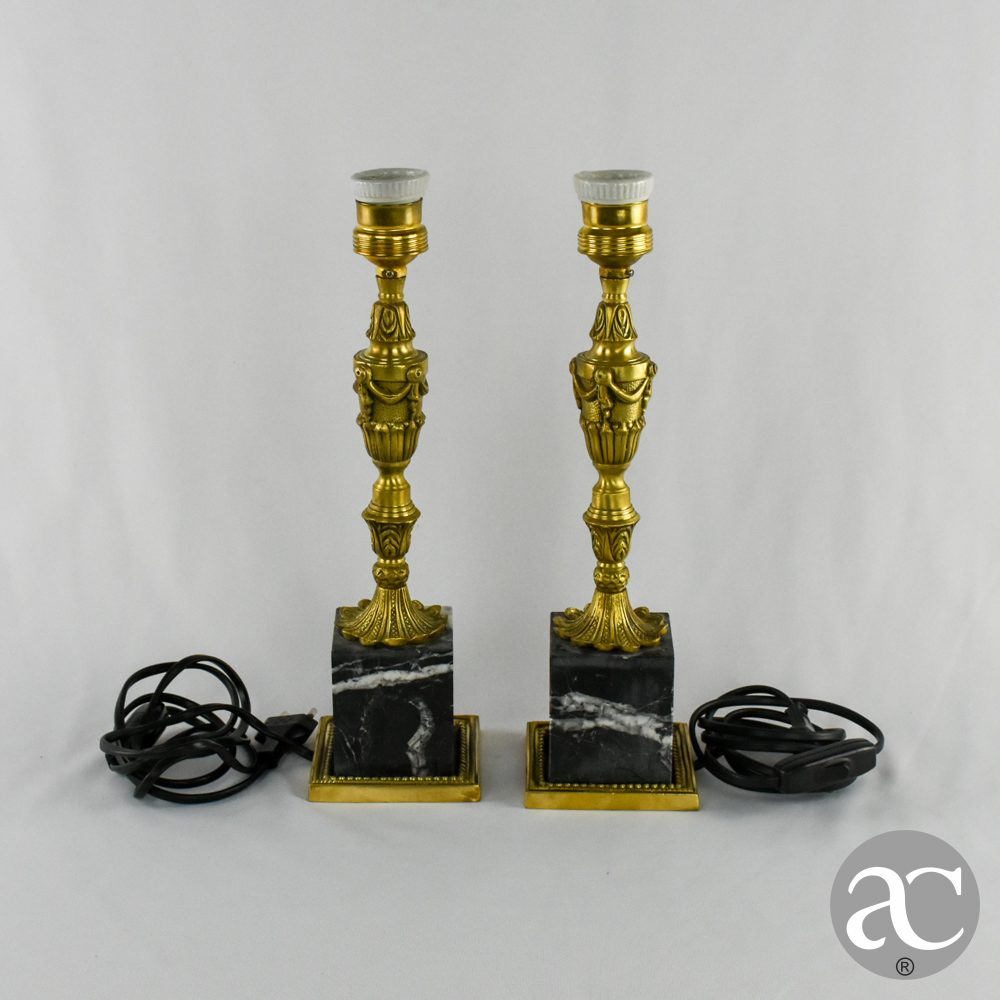par de candeeiros bronze e marmore AC3156