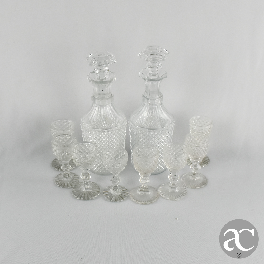 conjunto de 2 garrafas e 8 calices cristal AC3186